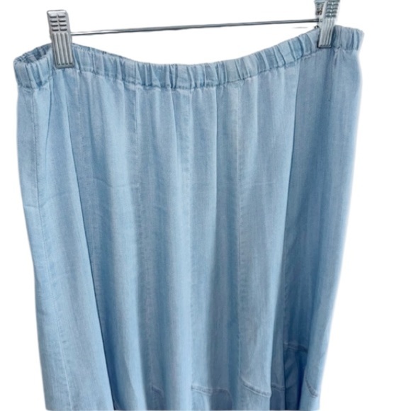 Philosophy Skirt Blue Chambray Sz Med Pull-On Angled A-Line Seamed Rock-A-Billy - Picture 9 of 16